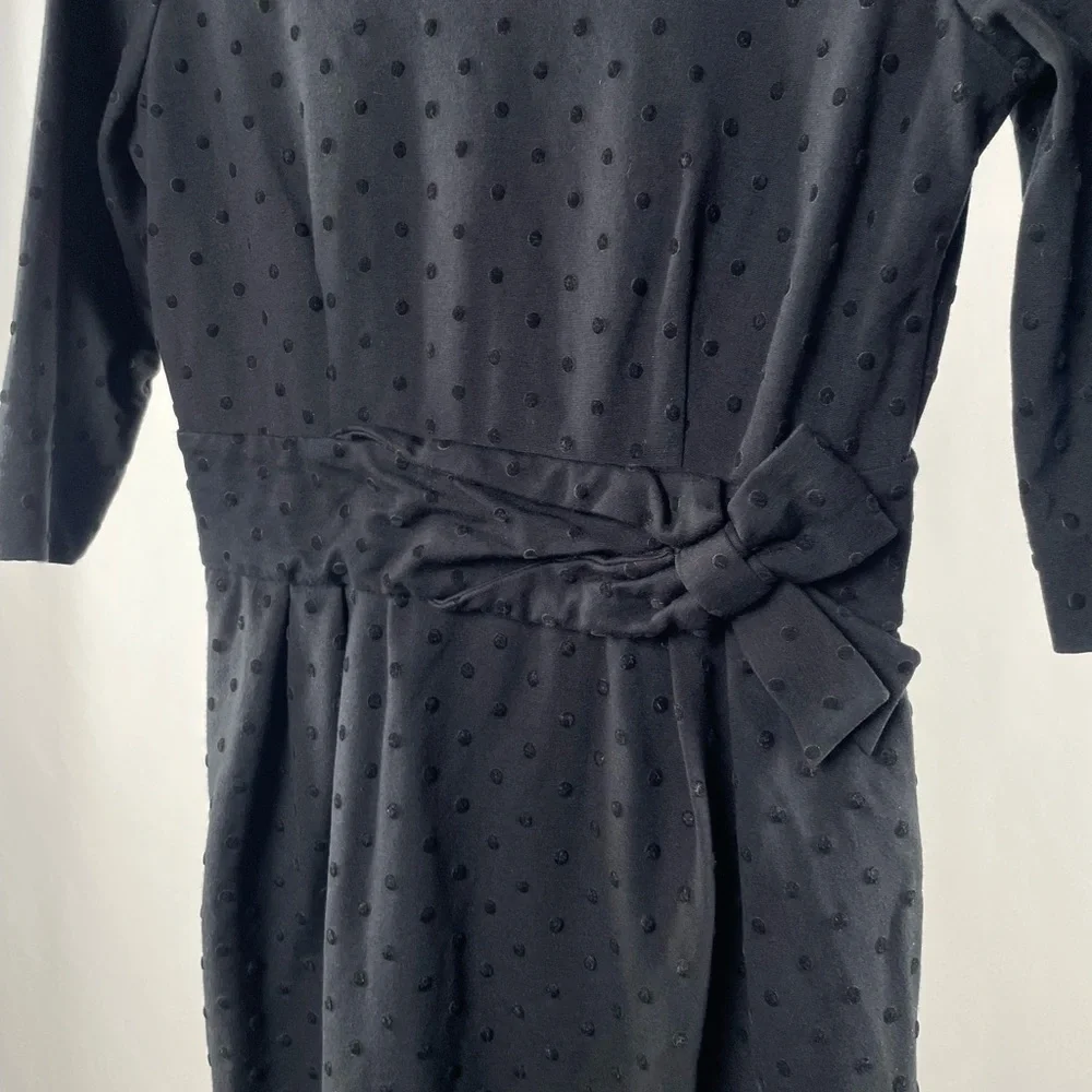 Kate‎ Spade Magdalena Velvet Dot Bow Tie Sheath Dress in Black Size 8